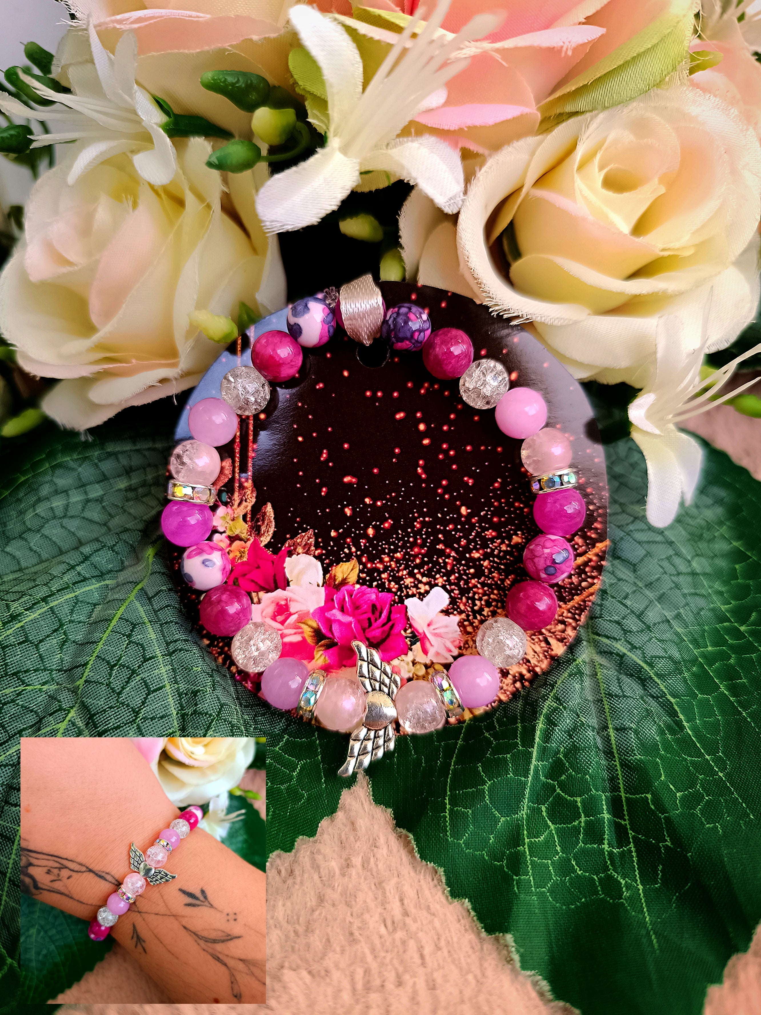 Lelki béke, védelem ásvány karkötő angyalos